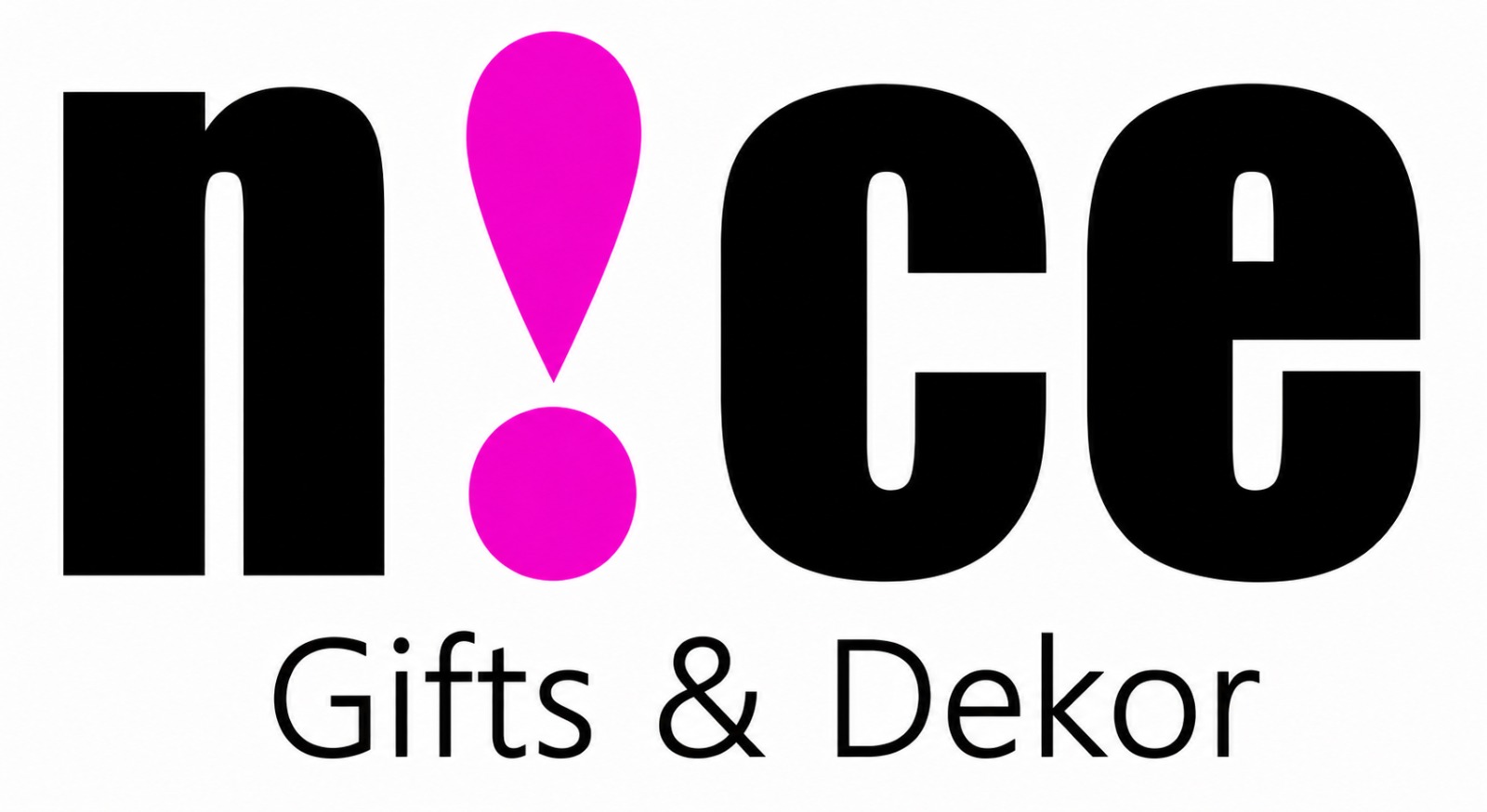 N!ce Gifts & Dekor logo in black and bright pink